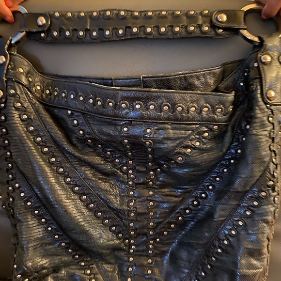 ISABELLA FIORE Black Leather Stud Bag